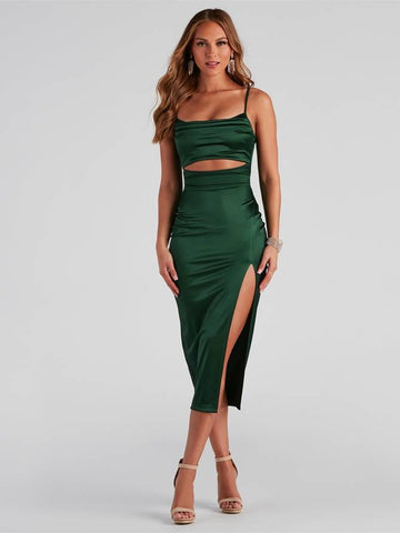 Esther - Chic Midi Dress with Cut-outs and Thigh Slit