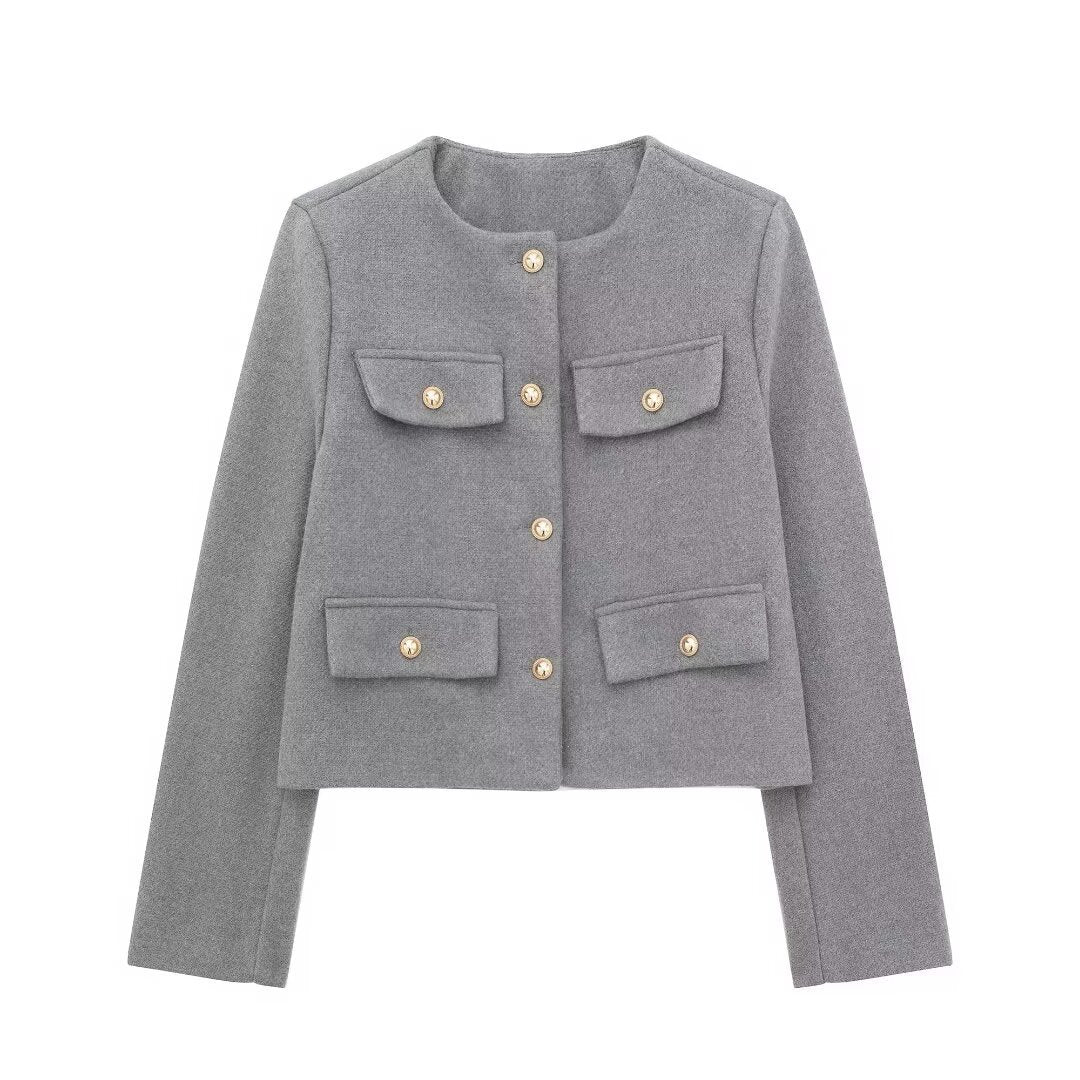 Seraphina - Fashionable Short Coat with Lapel Detail, Versatile