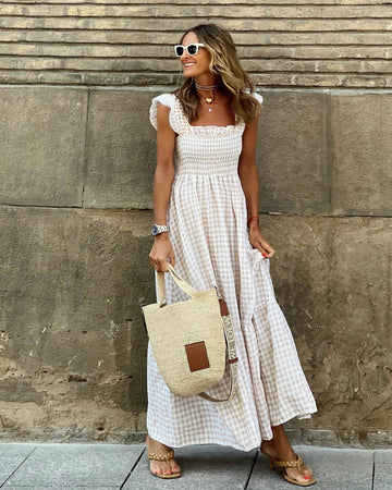 Ophelia - Smocked Maxi Dress Elegant Sleeves