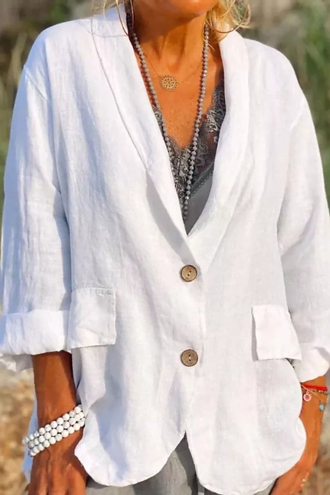 Clarice - Comfortable Linen Jacket with Button for Women
