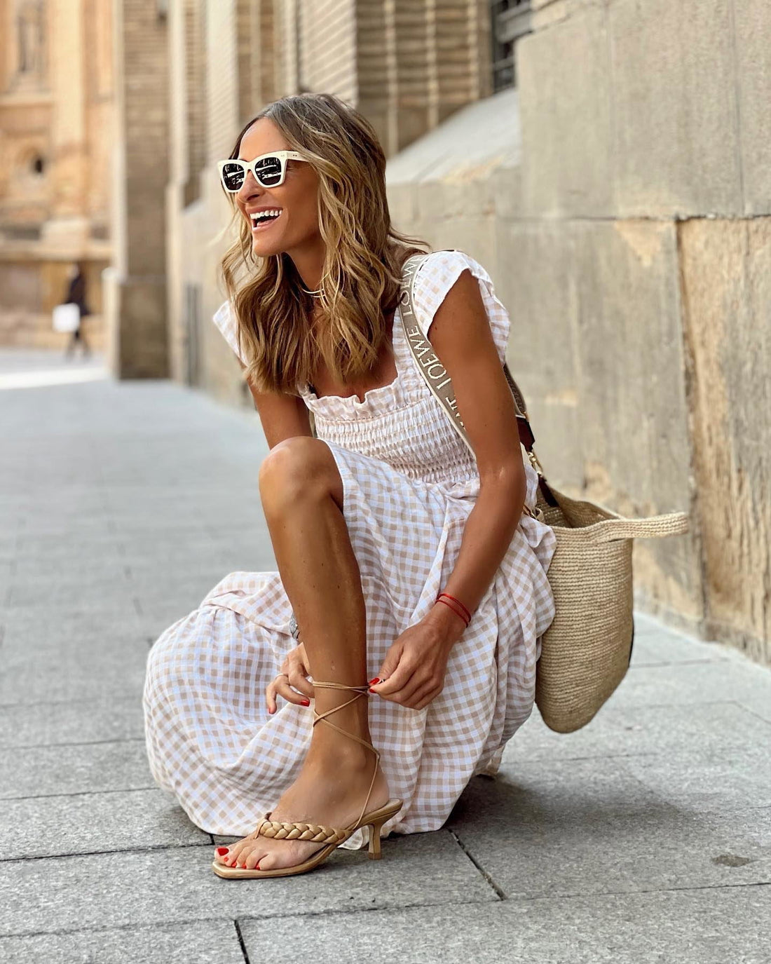 Ophelia - Smocked Maxi Dress Elegant Sleeves