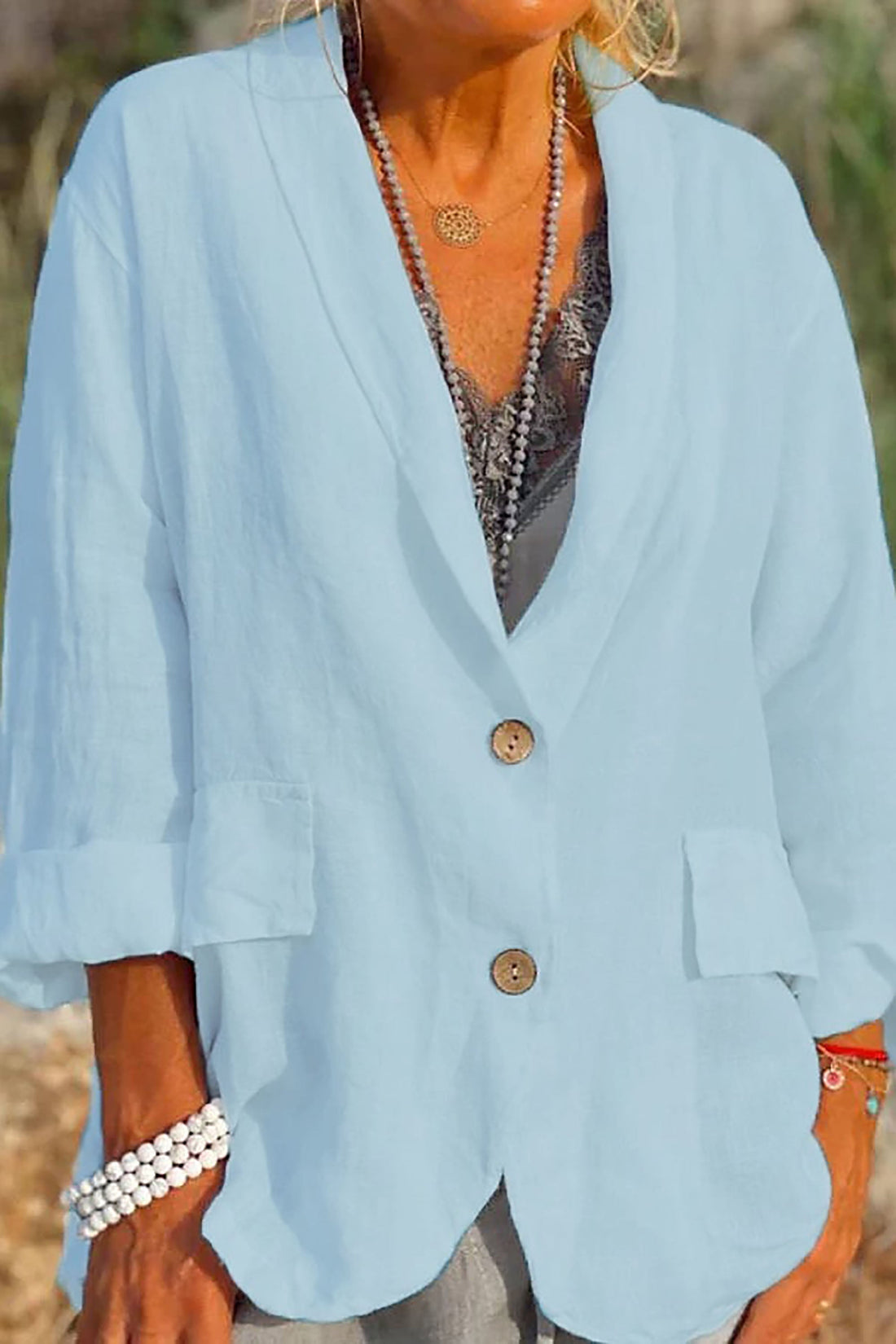 Clarice - Comfortable Linen Jacket with Button for Women