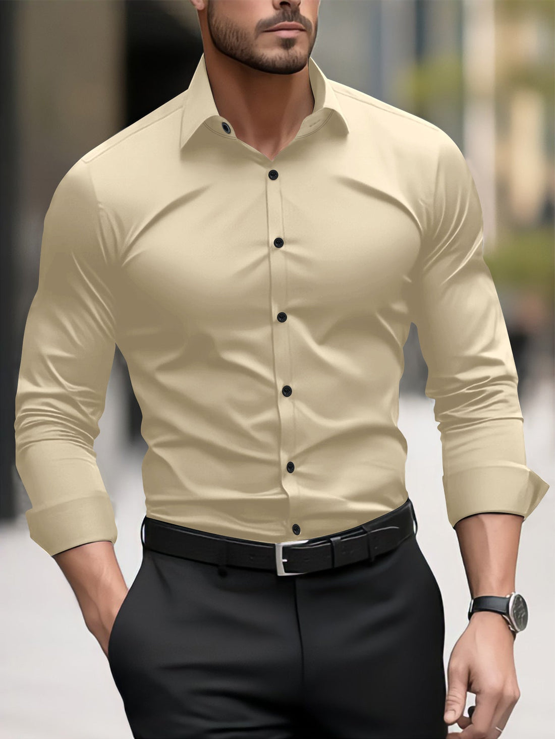 Thomas - Casual Business Shirt with Notch Collar for Men