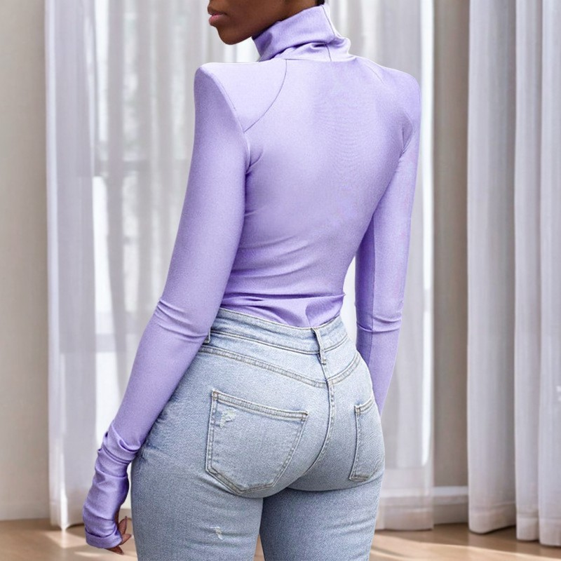 Ellery - Turtleneck Bodysuit with Shoulder Pads for Women