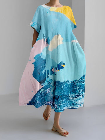 Xavia - Casual, Loose Dress with Print for Women