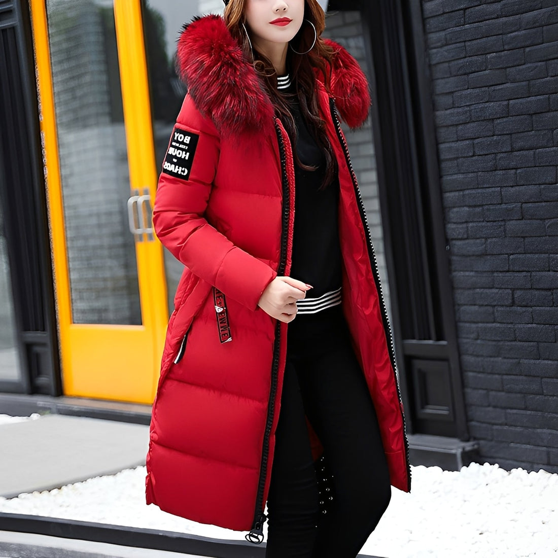 Rowina - Stylish, Padded Coat with Fur Collar for Women
