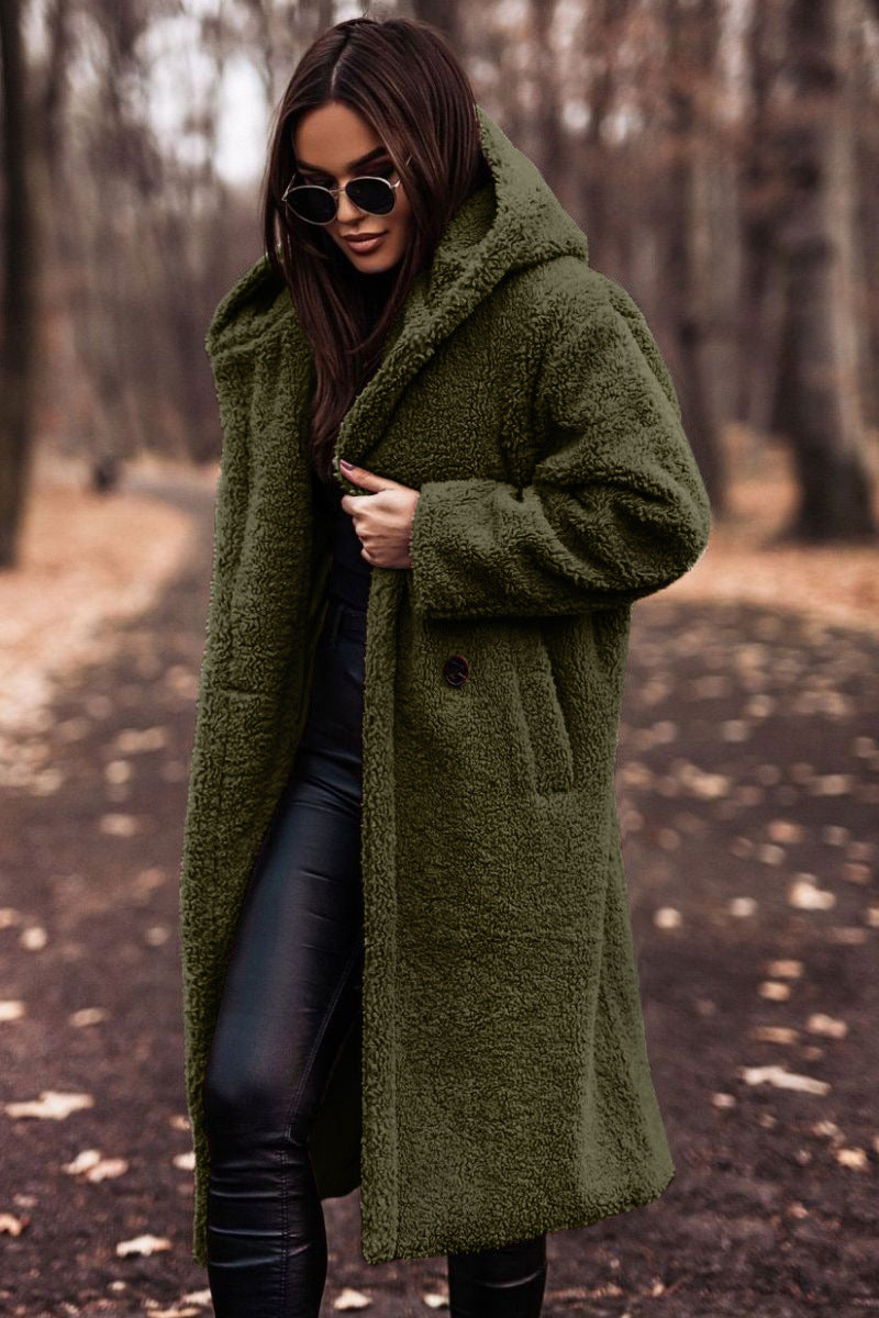 Yancy - Elegant long plush coat for women