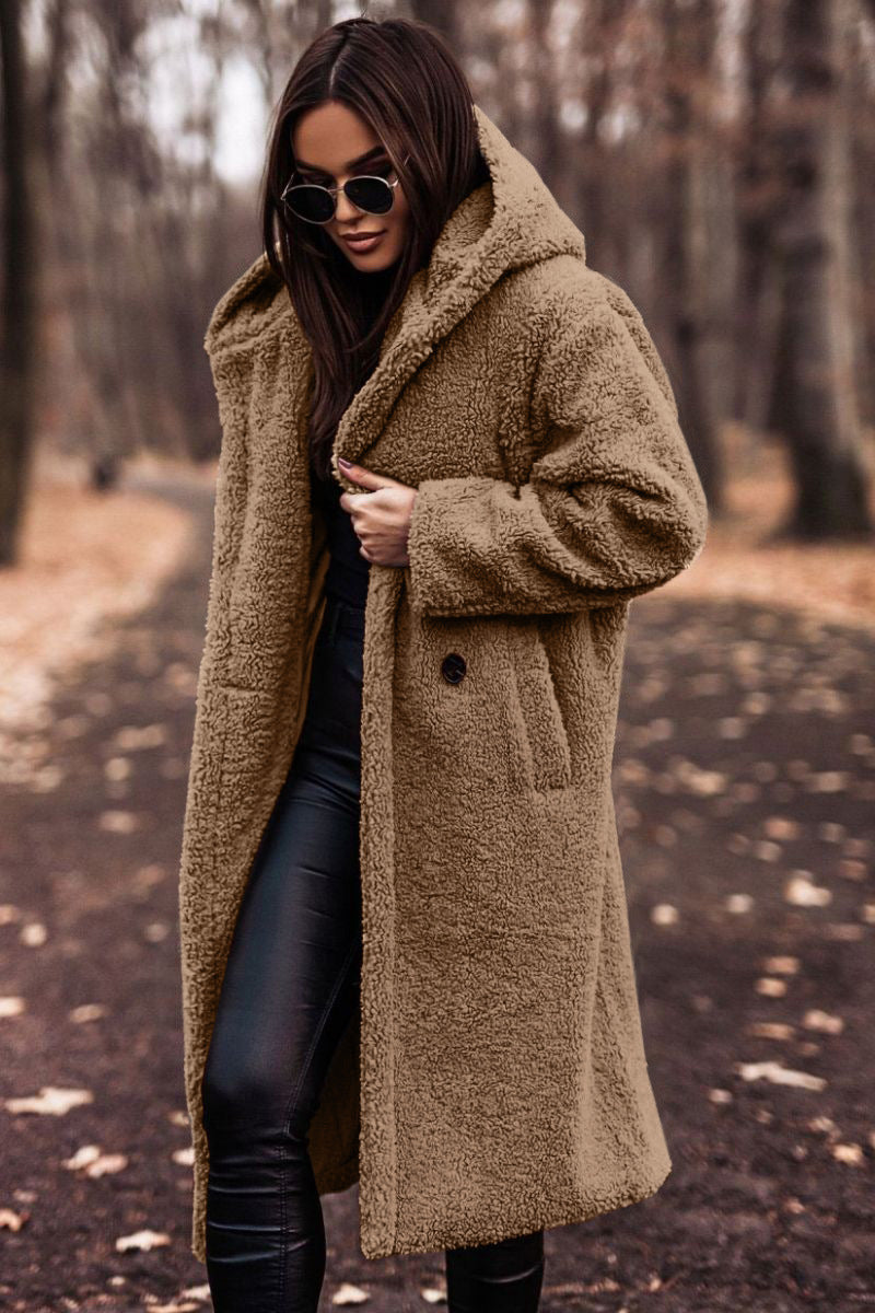 Yancy - Elegant long plush coat for women