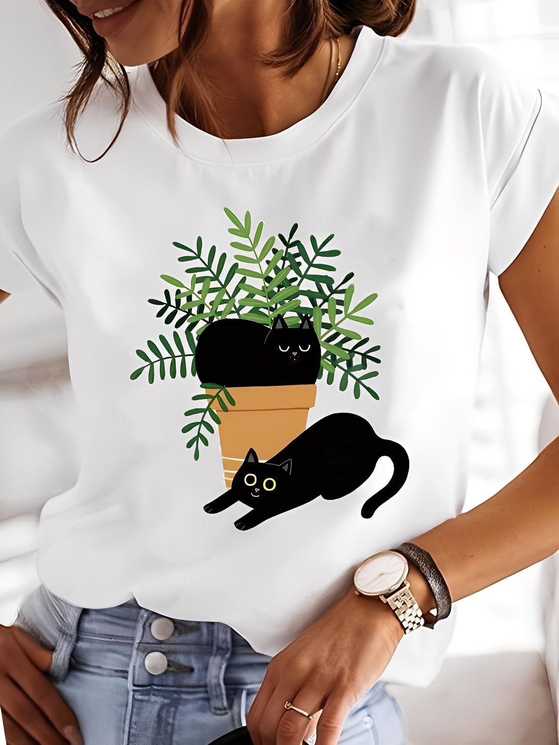 Annalise - Casual Printed Short Sleeve Shirt for Women