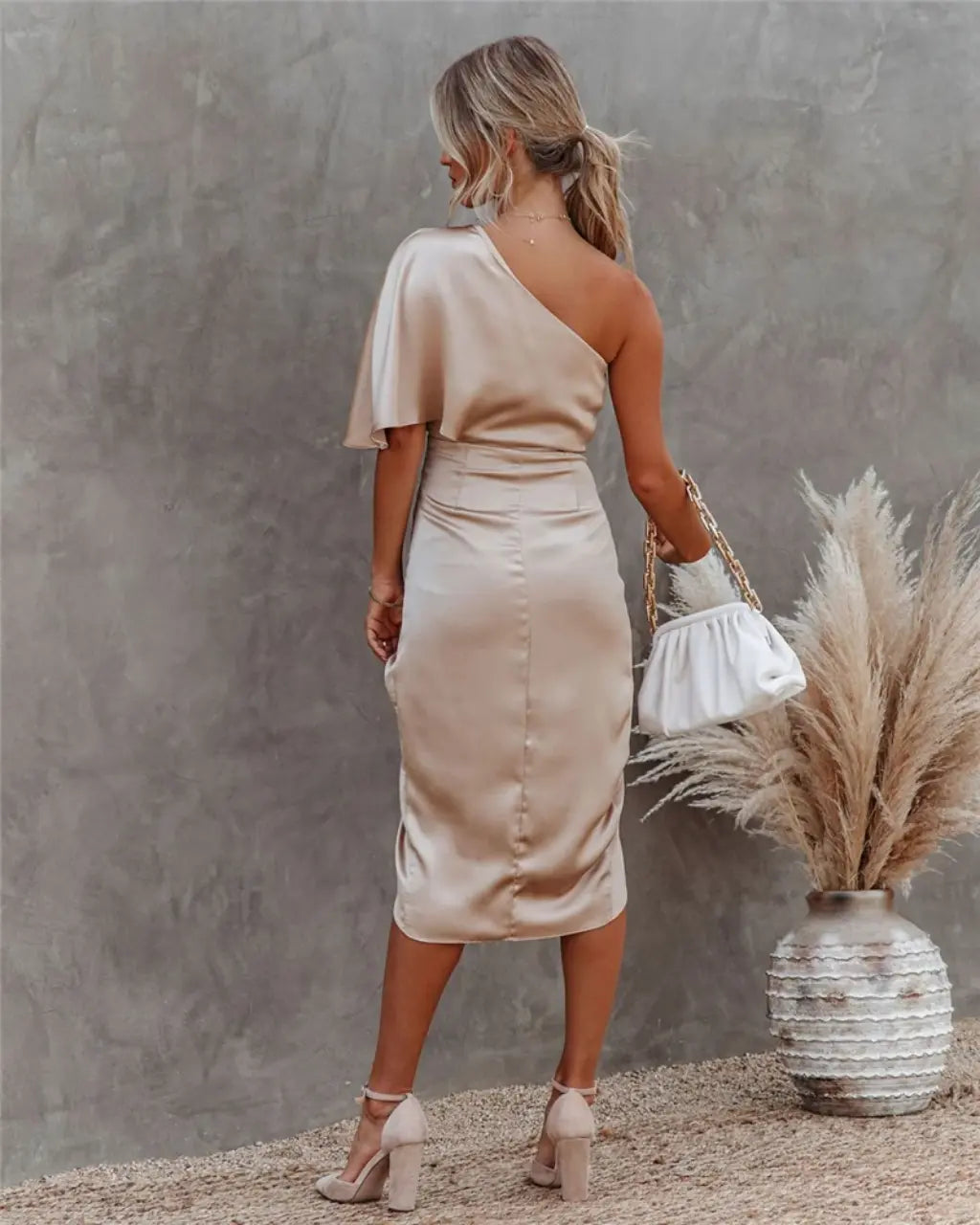 Aisha - Glamorous Drape Midi Dress for Women