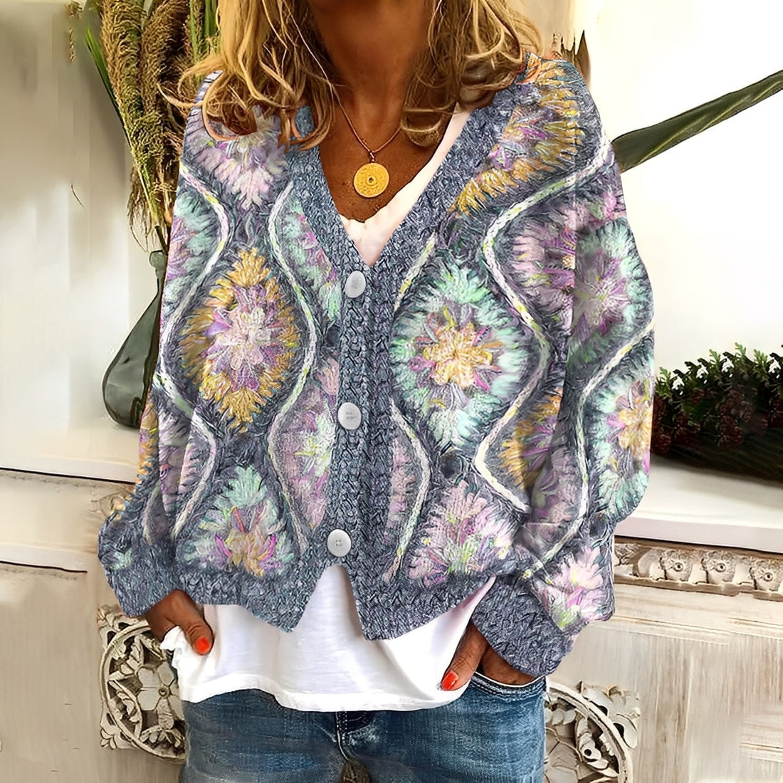 Nydia - Casual, Soft Sweater with Print for Women