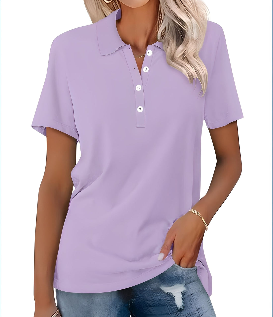 Glenna - Casual Slim Fit Short Sleeve Polo Shirt for Women