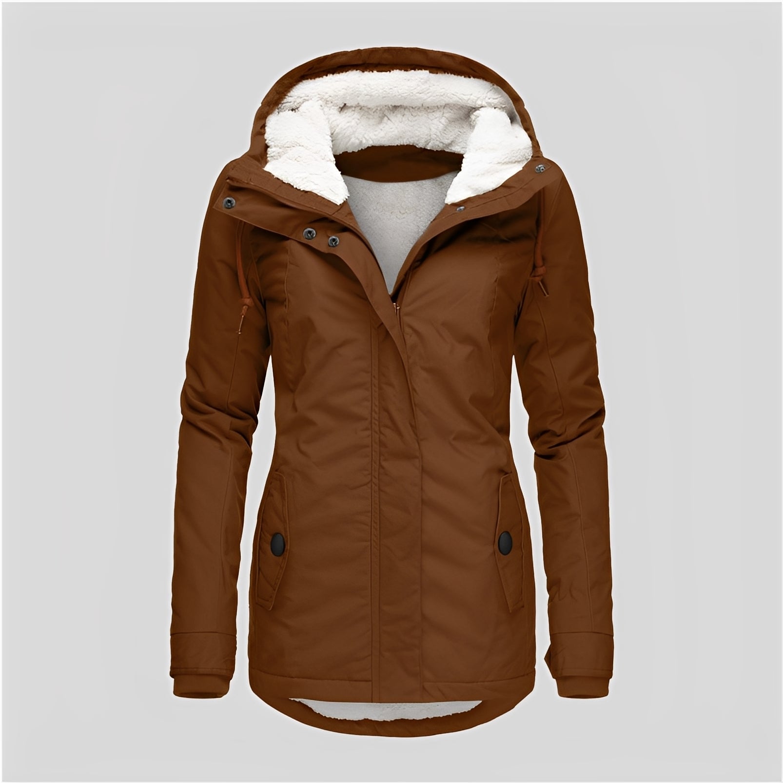 Angelica - Warm Pleated Coat with Hood for Women