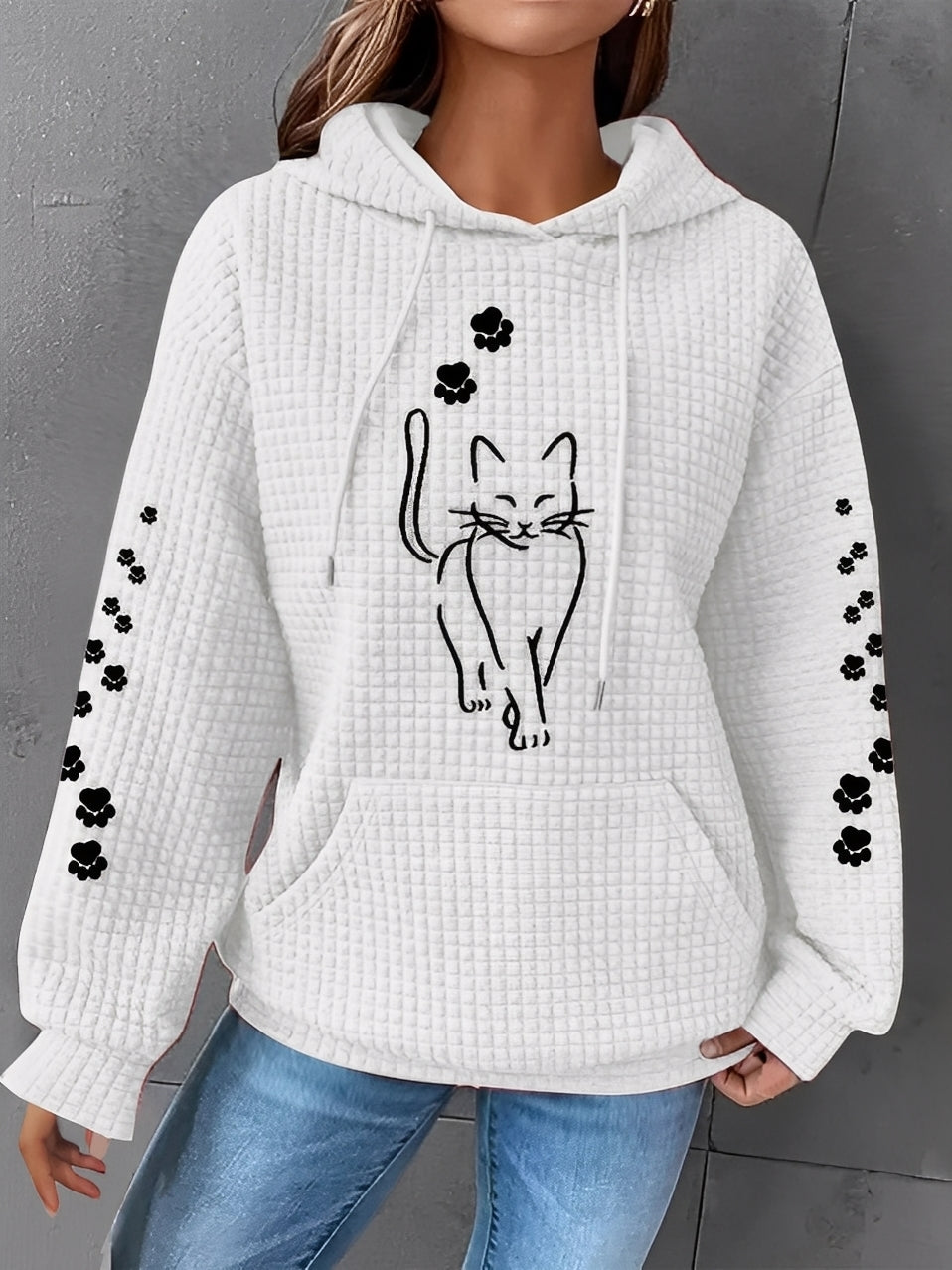 Berenice - Printed, Warm Hooded Sweatshirt for Women
