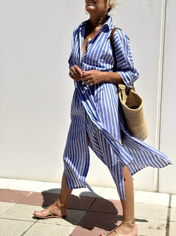Merilyn - Comfortable Shirt Dress with Stripes for Women