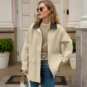 Eireen - Stylish, loose-fitting jacket with polo collar for women
