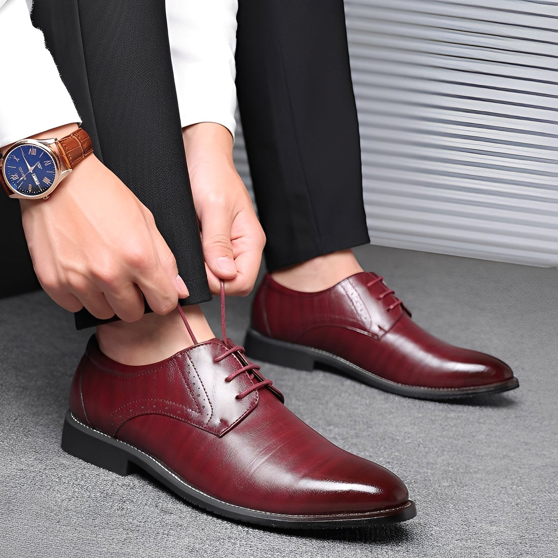 Desmond - Formal Leather Shoes with Brogue Details for Men