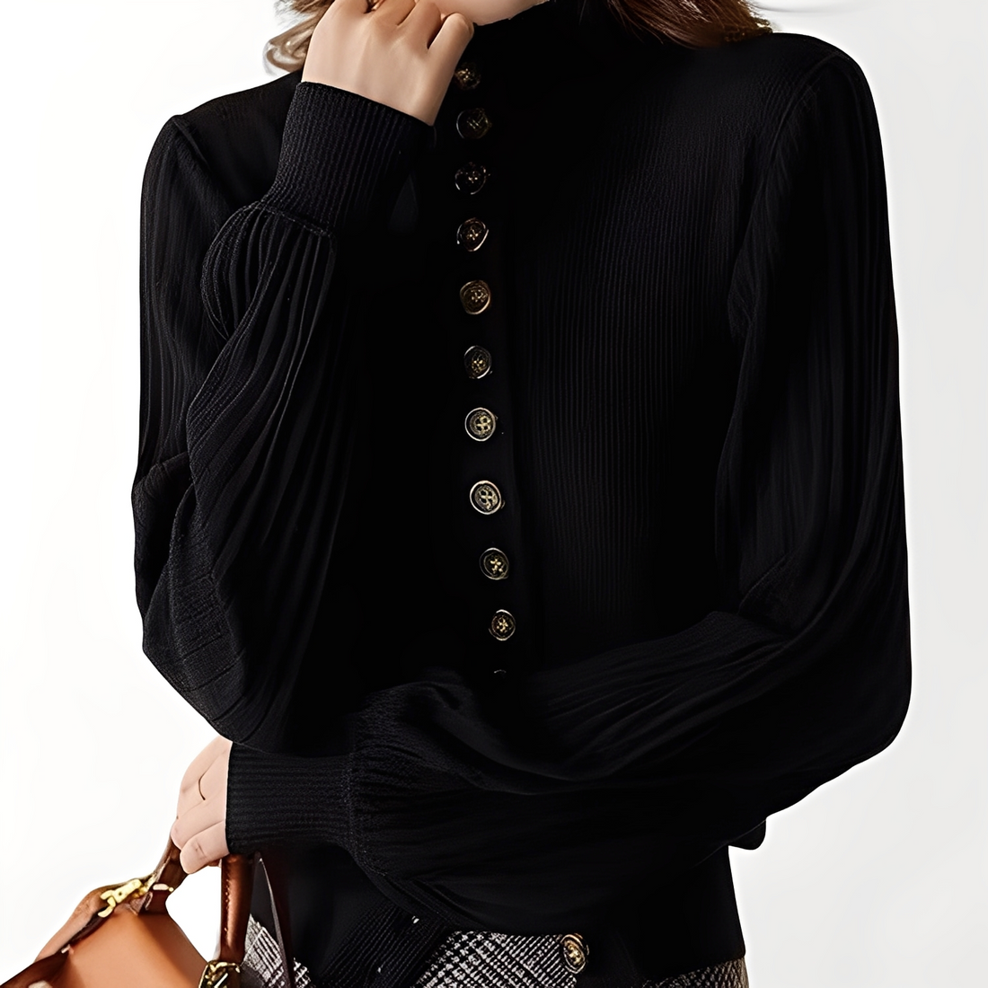 Adelyn - Casual Knit Top with Lantern Sleeves for Women