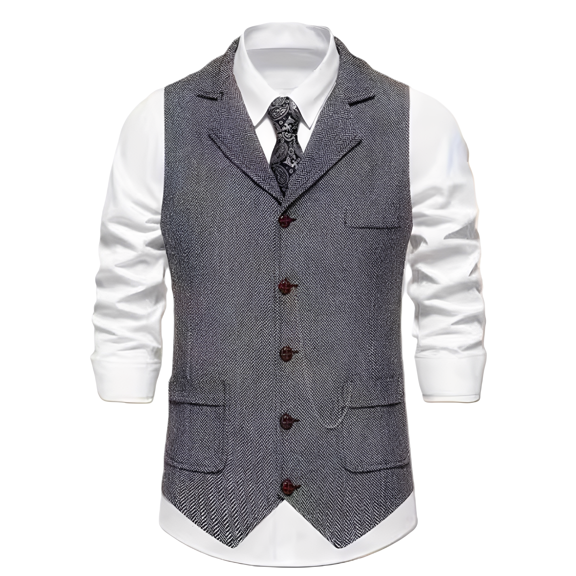 Luther - Classic Vest with Herringbone Pattern for Men