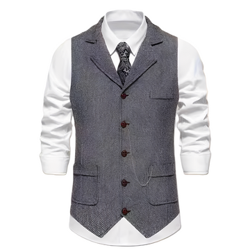 Luther - Classic Vest with Herringbone Pattern for Men