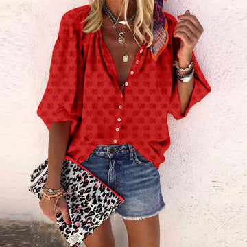 Isabella - Floral Top with Vintage Buttons