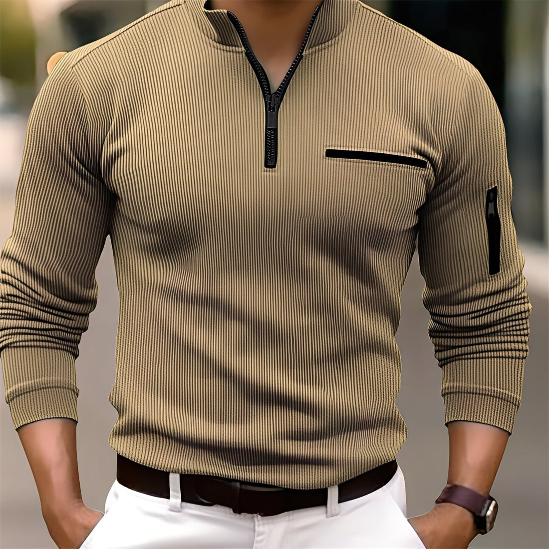 Donovan - Stylish striped sweater with pockets for men