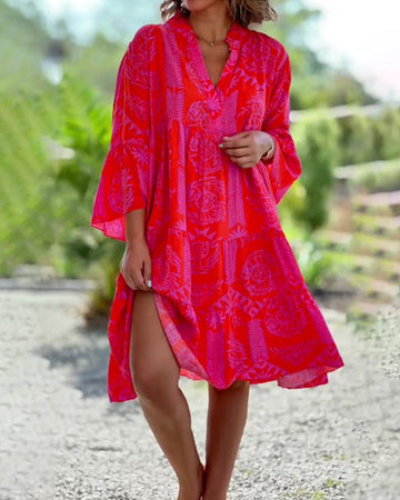 Mia – Dress with Geometric Boho Print