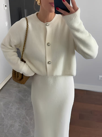 Cecilia - Elegant Set of Cardigan and Skirt for Women