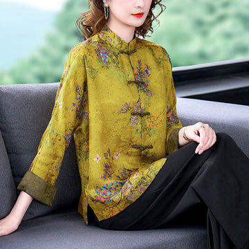Moriah - Classic Silk Coat with Button Placket for Women