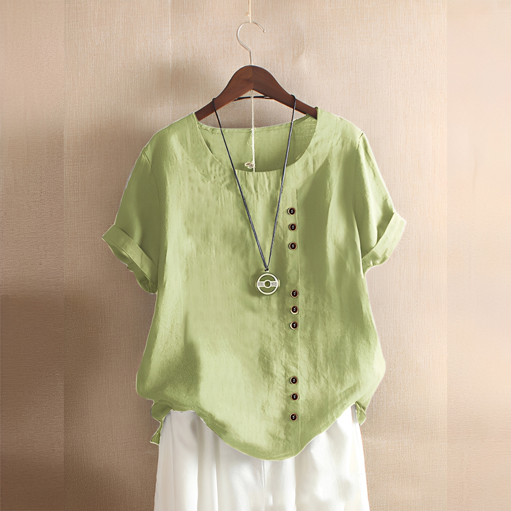 Corrine - Classic, loose-fitting linen blouse for women