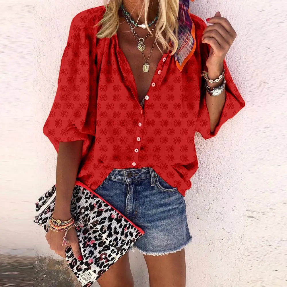 Isabella - Floral Top with Vintage Buttons