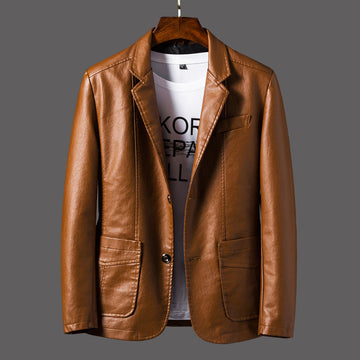 Jayceon - Modern Leather Jacket with Notch Collar for Men