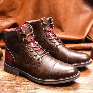 Louis - Retro Leather Boots with Zipper for Men