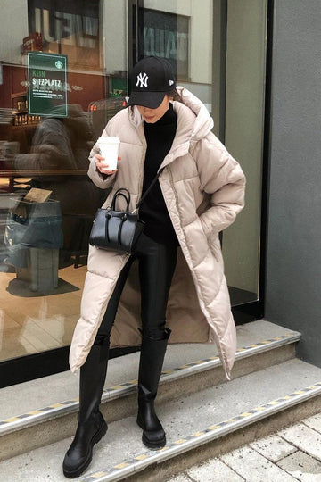 Khloe - Warm, long, padded winter coat for women