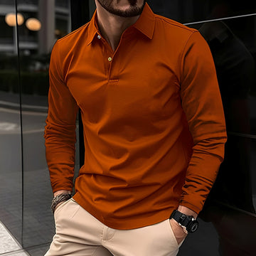Dudley - Casual Long-Sleeve Polo Shirt with Buttons for Men