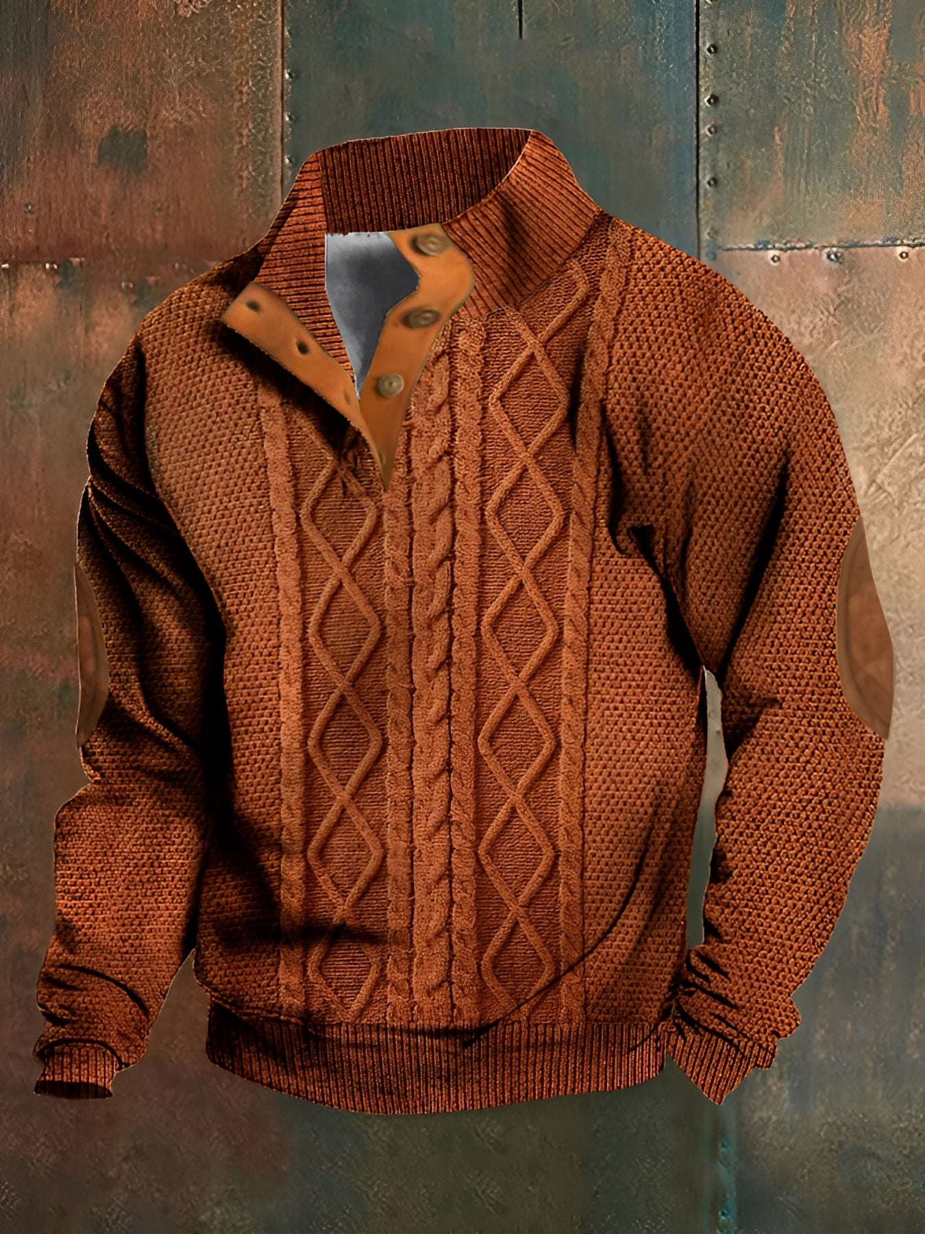 Hugh - Retro Knit Sweater with Turtleneck Made of Cashmere for Men