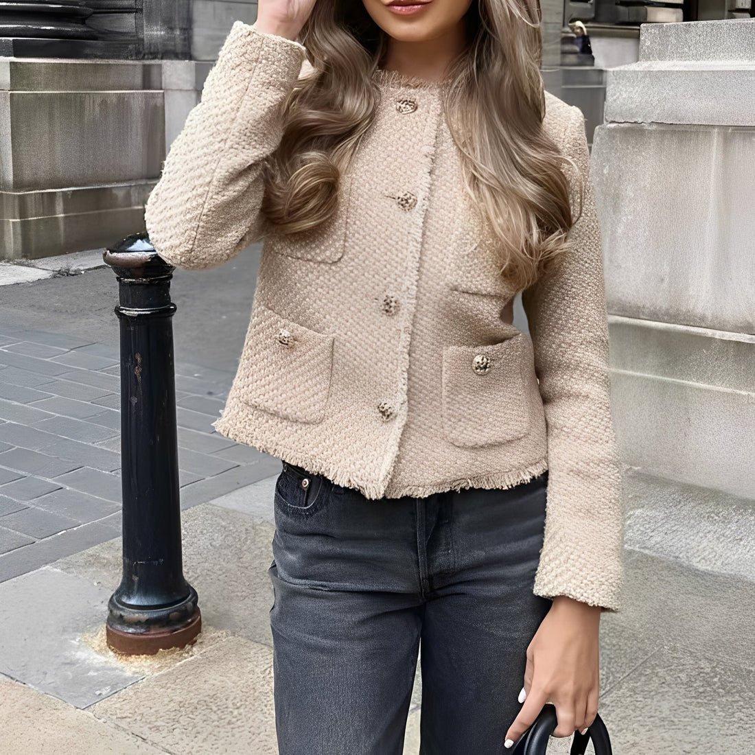 Samantha - Stylish Tweed Jacket Made of Wool for Women