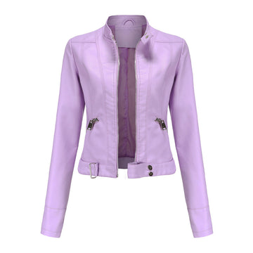 Madeline - Stylish Leather Jacket with Stand-up Collar for Women