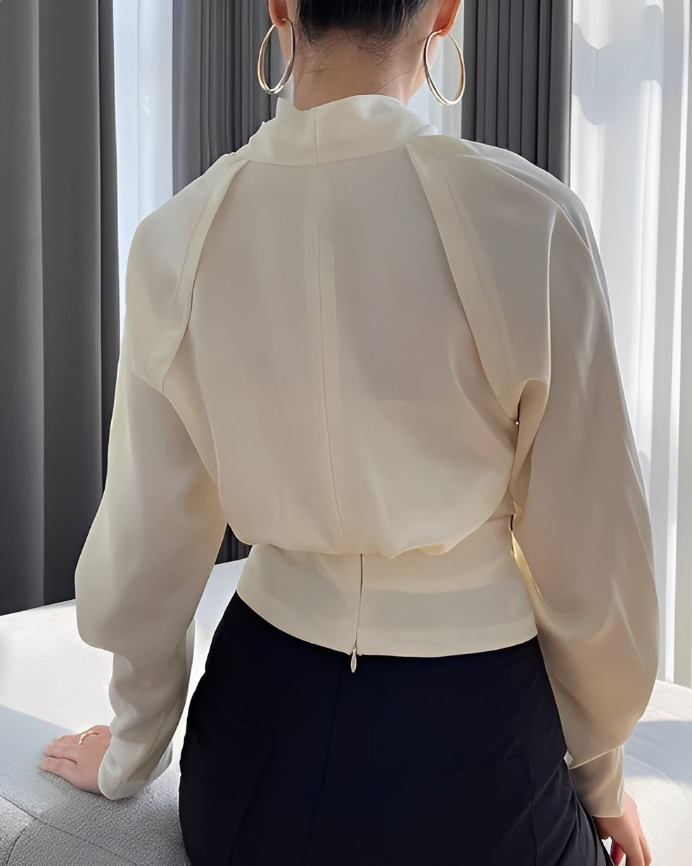 Annora - Elegant long-sleeve satin blouse for women