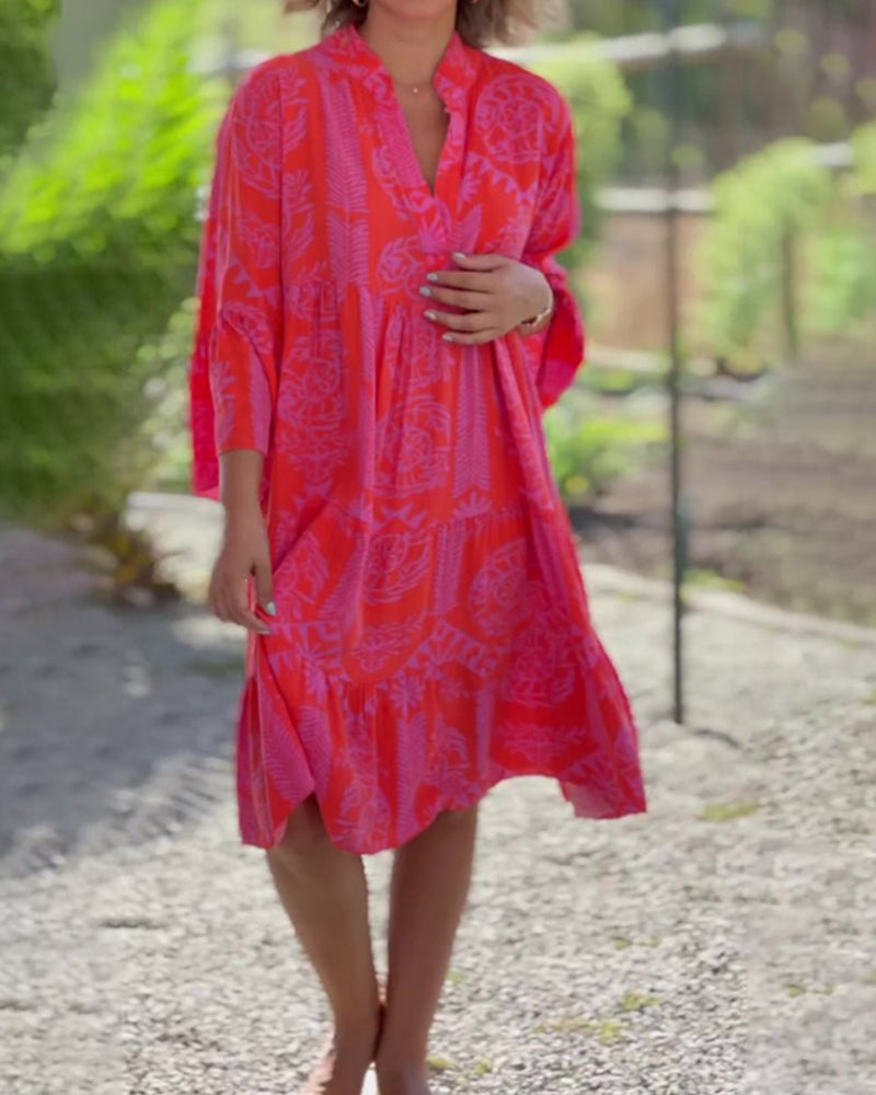 Mia – Dress with Geometric Boho Print