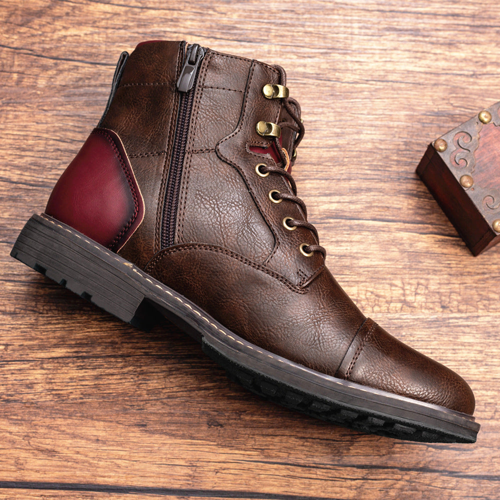 Louis - Retro Leather Boots with Zipper for Men
