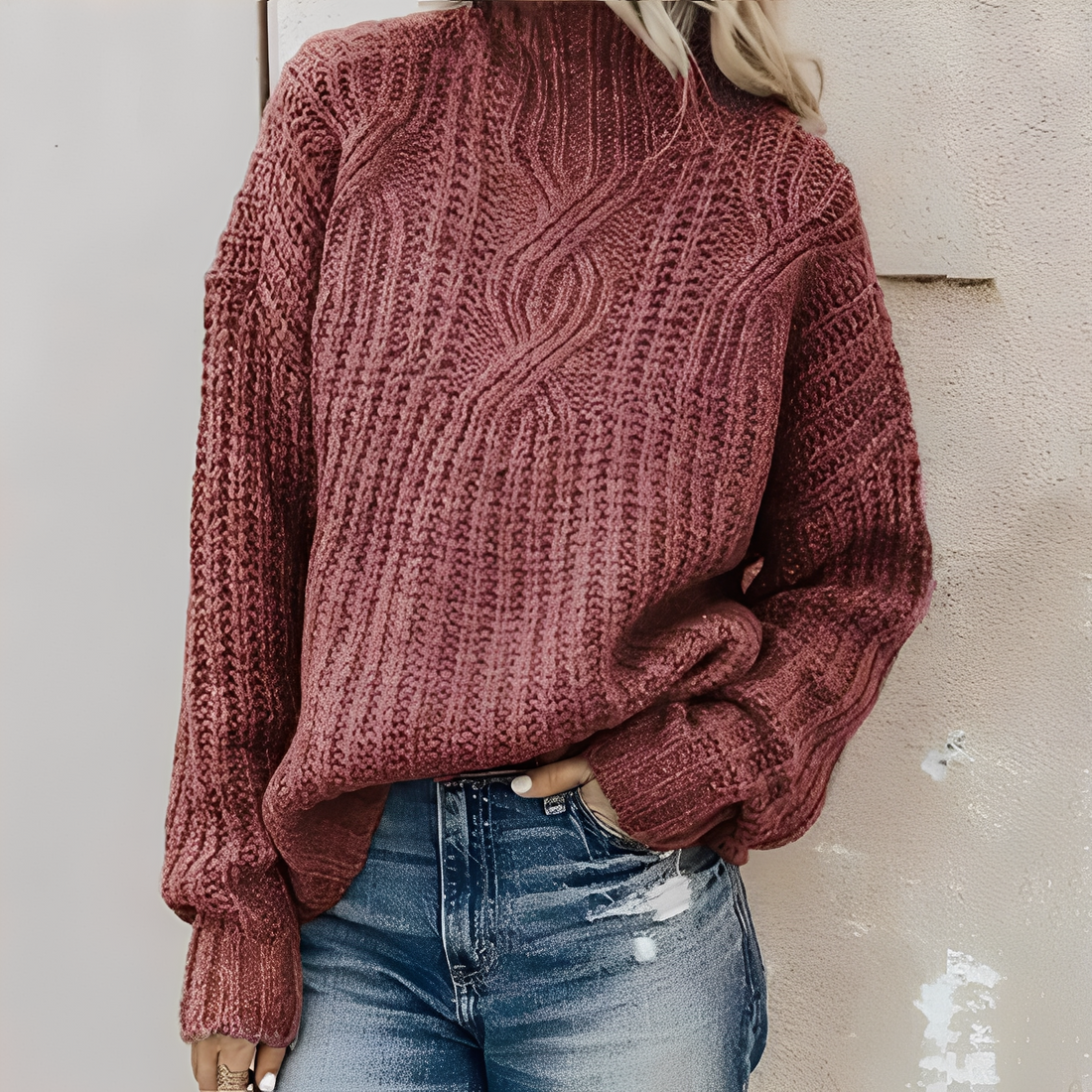 Colleen - Loose Sweater with High Collar for Women