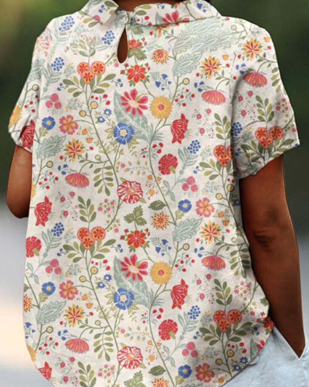 Shira - Elegant Women's Linen Shirt with Fish Print