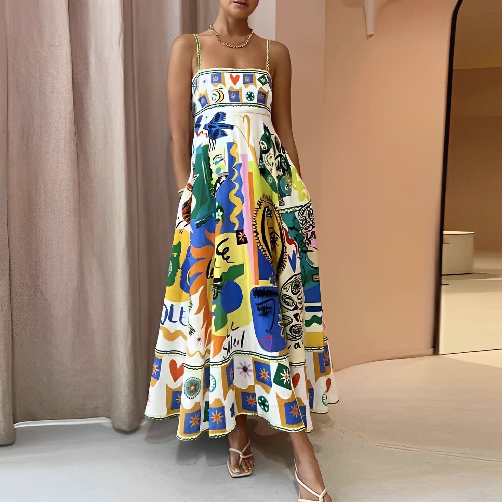 Zinnia - Colorful Summer Dress with High Waist for Women