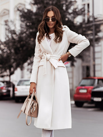 Haylie - Stylish Wool Coat with Waist Belt for Women