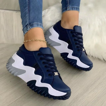 Kasia - Orthopedic leather sneakers with a patchwork design