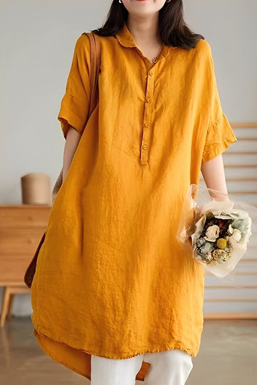 Krystina - Loose Linen Shirt Dress for Women