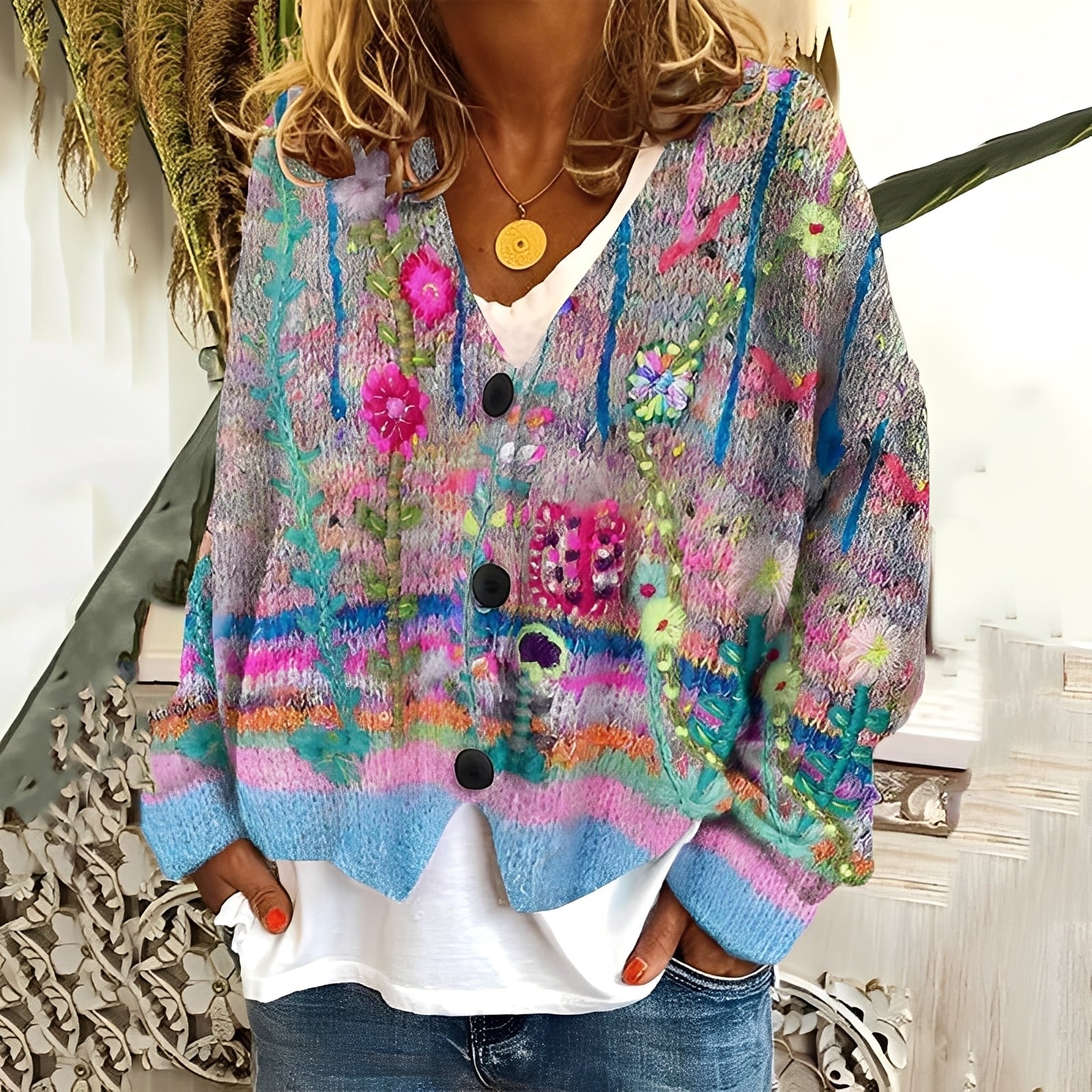 Nydia - Casual, Soft Sweater with Print for Women