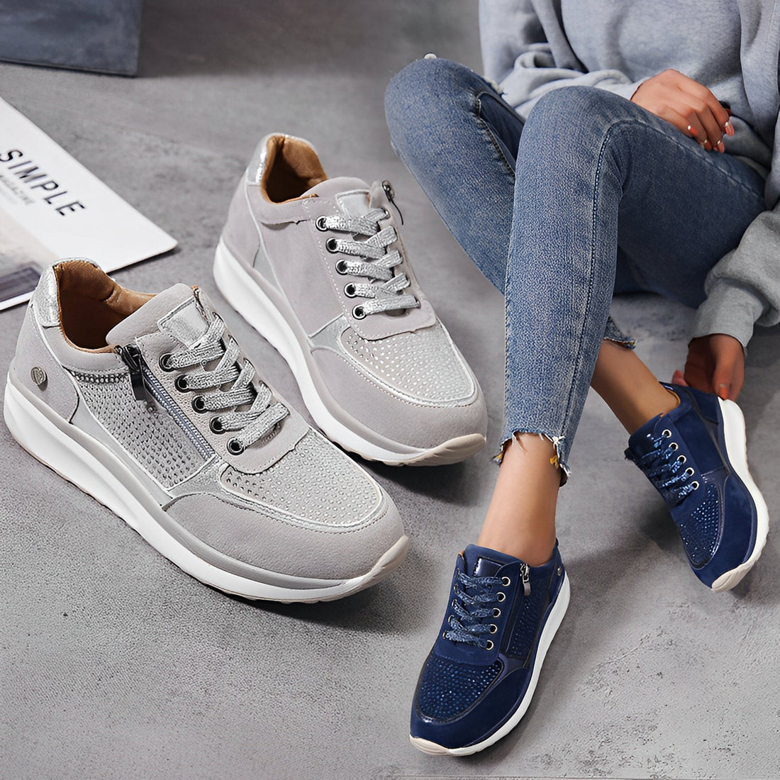 Luna - Casual Sneakers with Side Zipper for Women