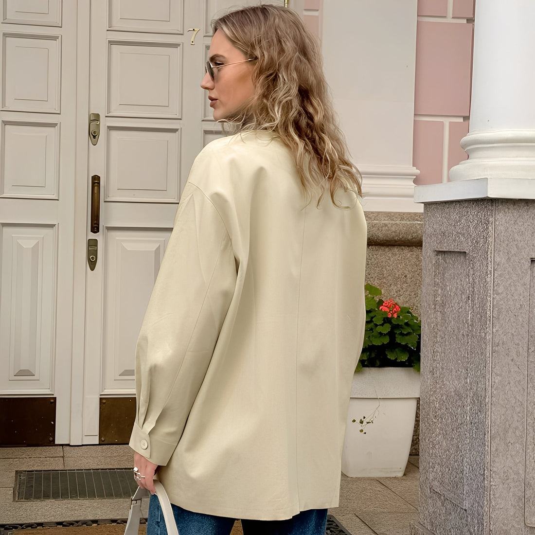 Eireen - Stylish, loose-fitting jacket with polo collar for women